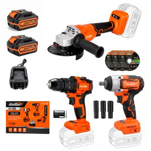 Combo Inalámbrico Redbo RB-21/3A 21V Taladro + Impacto + Esmeril Brushless